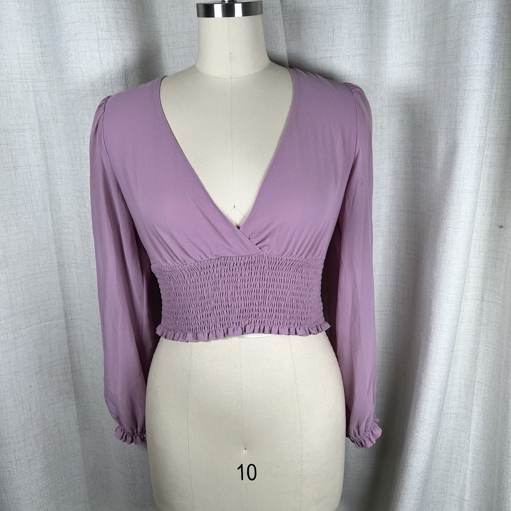 Wilfred Aritzia Wistful Blouse Ruffle Crop Baloon Sleeve Romantic Pink Small